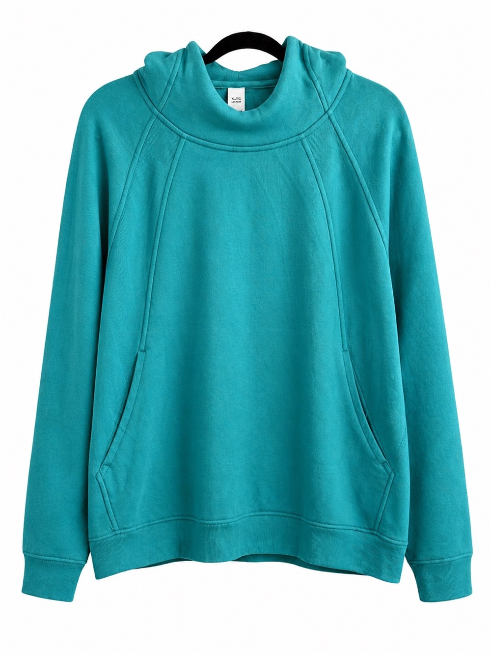 Lululemon Oversized Teal, Side Slit, Pullover Cowl Neck Hoodie, Size XL